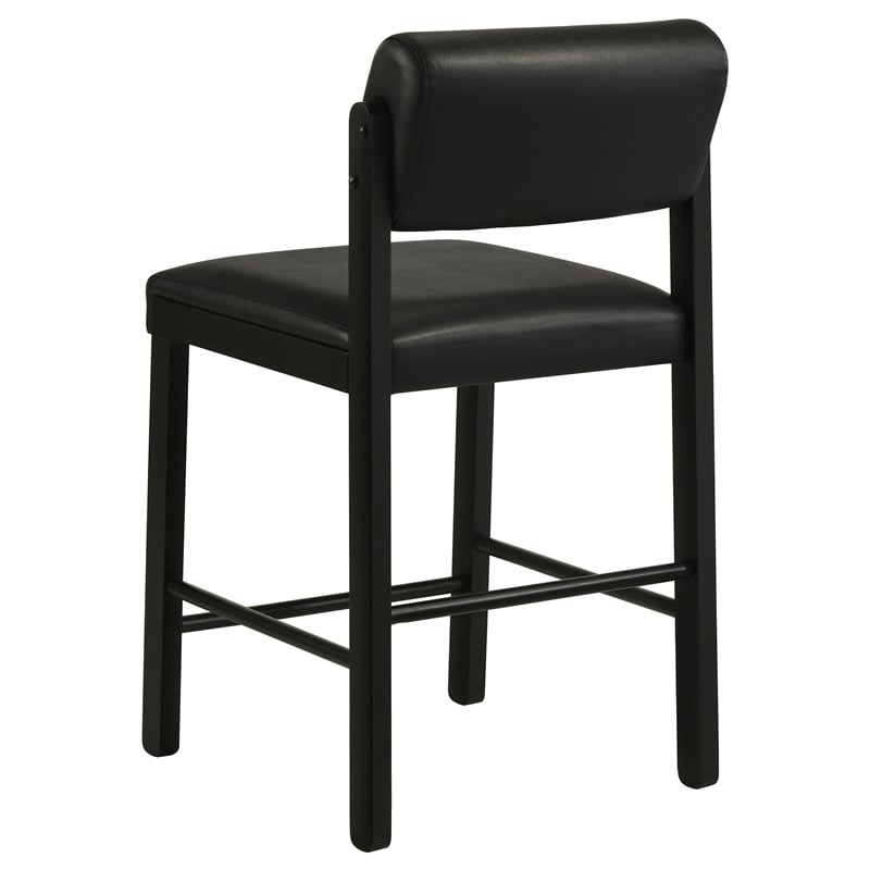 Pemberly Row 7-Piece Wood and Faux Leather Counter Dining Set in Black