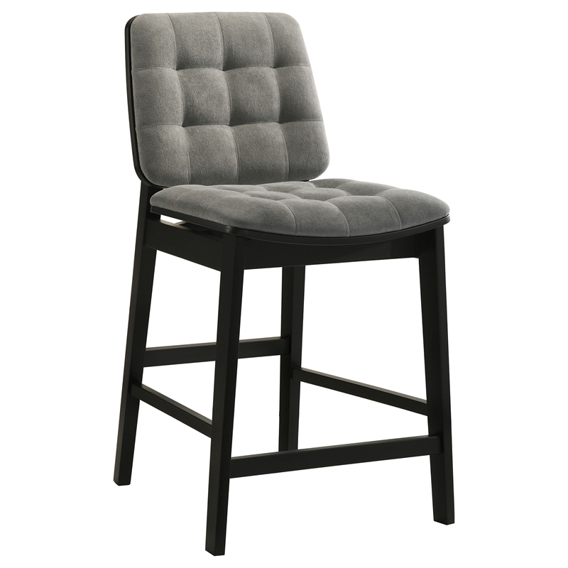Pemberly Row 7-Piece Wood and Fabric Counter Dining Set in Black/Gray