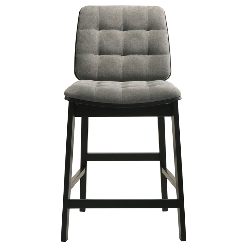 Pemberly Row 7-Piece Wood and Fabric Counter Dining Set in Black/Gray