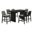 Pemberly Row 7-Piece Wood and Fabric Counter Dining Set in Black/Gray