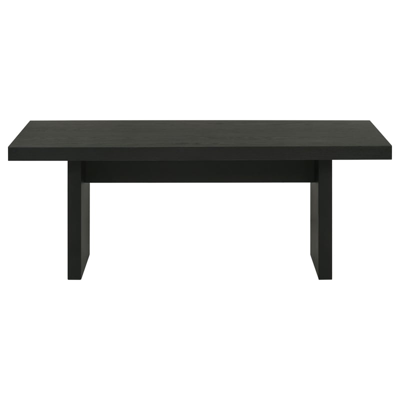 Pemberly Row 3-Piece Transitional Wood Coffee and End Table Set in Black