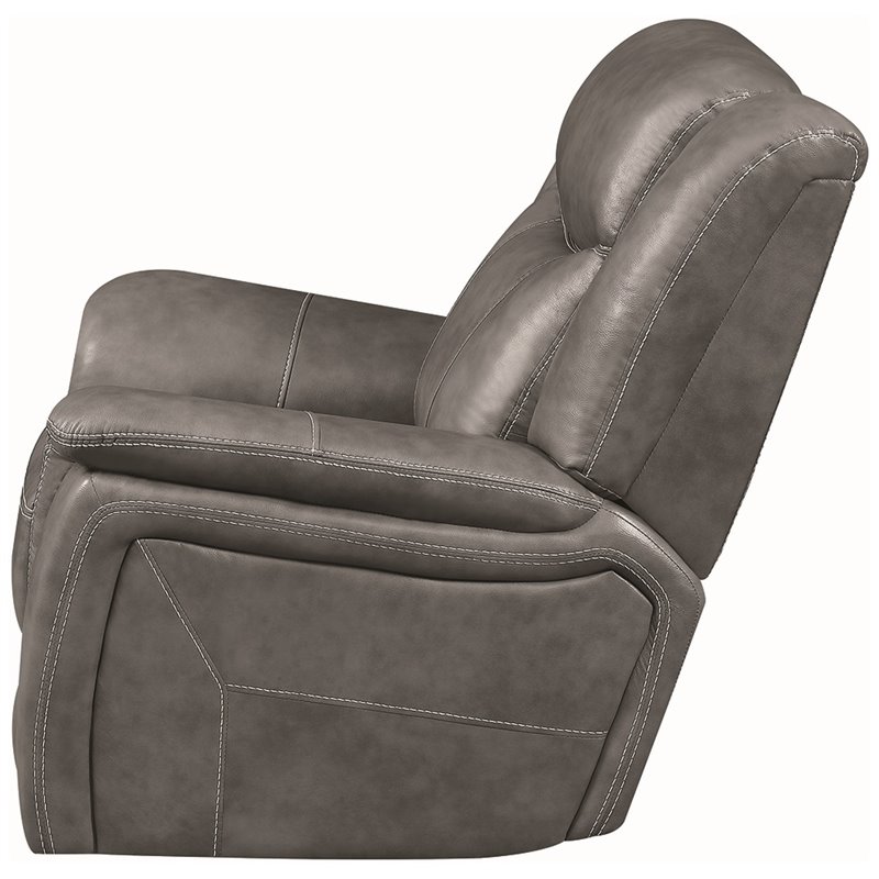Pemberly Row Upholstered Padded Arm Glider Recliner Chair in Grey