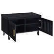 Pemberly Row 2-Door Padded Entryway Shoe Storage Bench in Black
