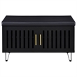 Pemberly Row 2-Door Padded Entryway Shoe Storage Bench in Black