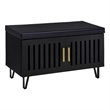 Pemberly Row 2-Door Padded Entryway Shoe Storage Bench in Black