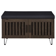 Pemberly Row 2-Door Padded Entryway Shoe Storage Bench in Smoked Oak