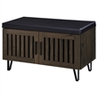 Pemberly Row 2-Door Padded Entryway Shoe Storage Bench in Smoked Oak