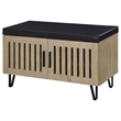 Pemberly Row 2-Door Padded Entryway Shoe Storage Bench in White Oak