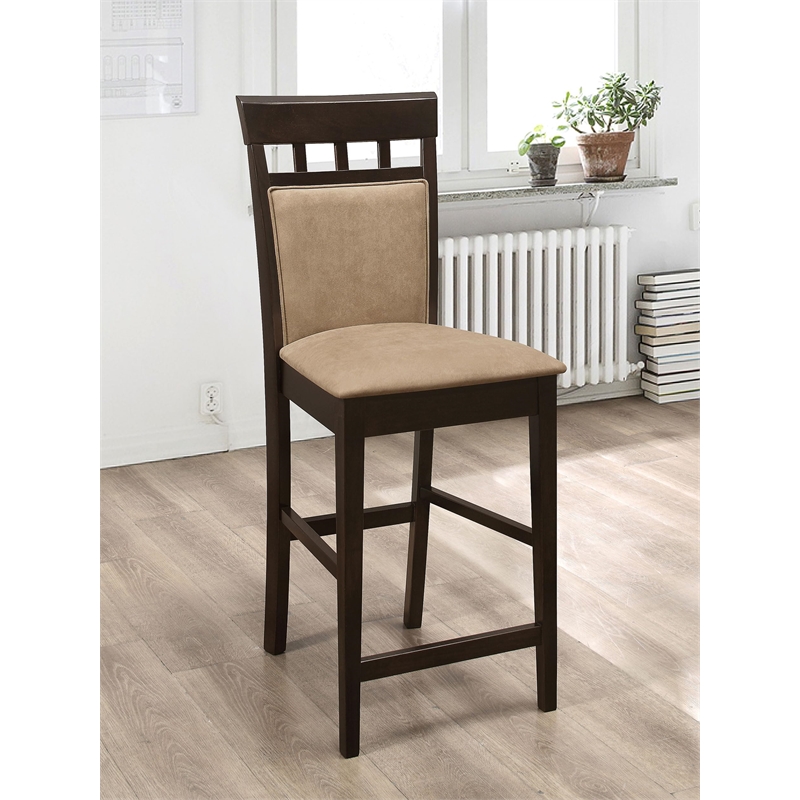 Pemberly Row Upholstered Closed Back Counter Chair Set of 2 in Cappuccino