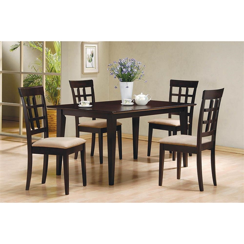 Pemberly Row Lattice Back Dining Side Chair Set of 2 in Cappuccino