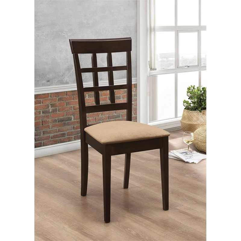 Pemberly Row Lattice Back Dining Side Chair Set of 2 in Cappuccino