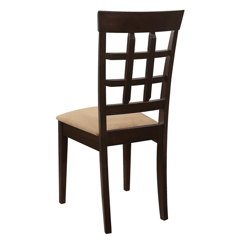 Pemberly Row Lattice Back Dining Side Chair Set of 2 in Cappuccino