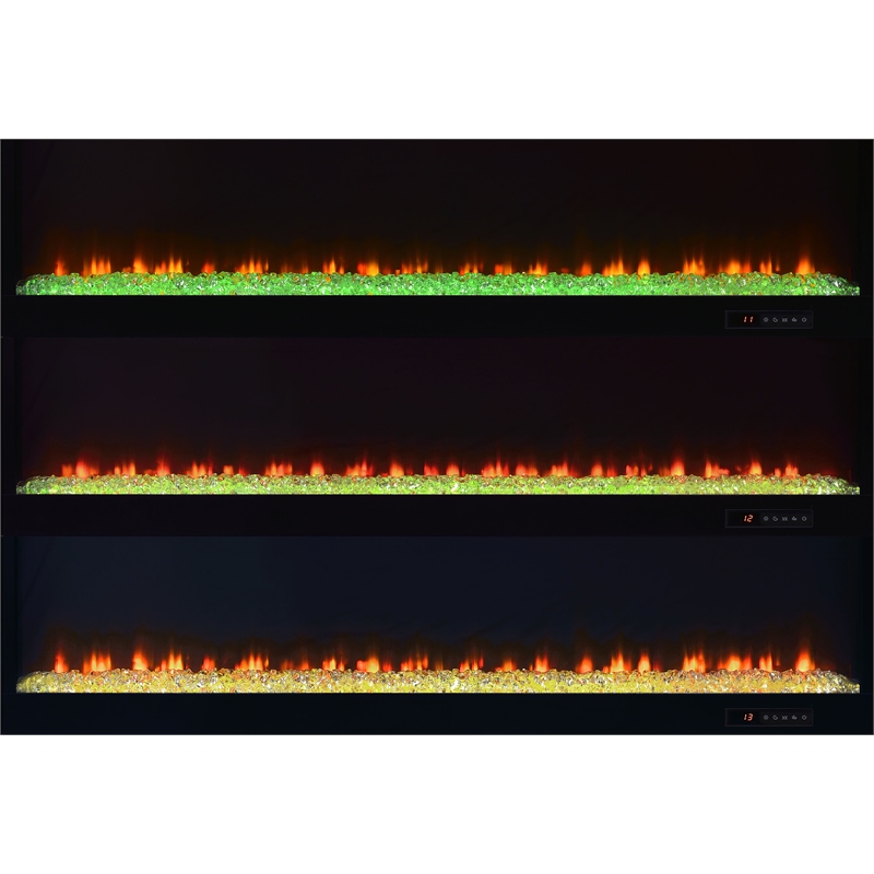 Pemberly Row TV Stand Fireplace with Bluetooth Speaker in White High Gloss