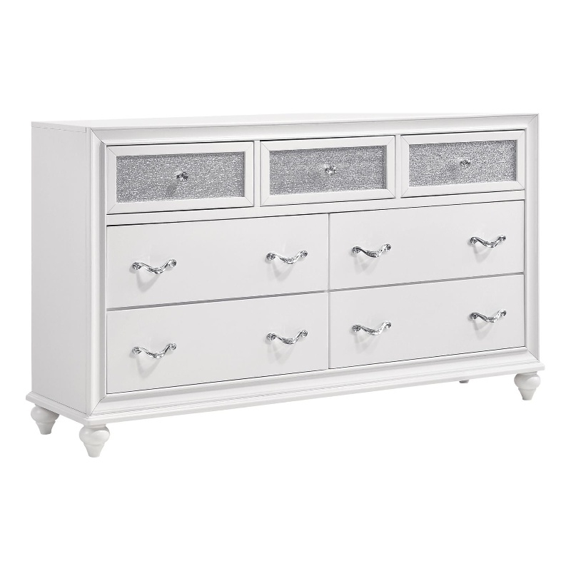 Pemberly Row 7-drawer Bedroom Dresser with Crystal Hardware in White
