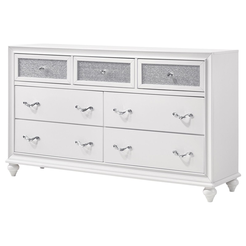 Pemberly Row 7-drawer Bedroom Dresser with Crystal Hardware in White
