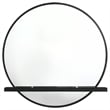 Pemberly Row Round Dresser Wall Mirror with Jewelry Tray in Black