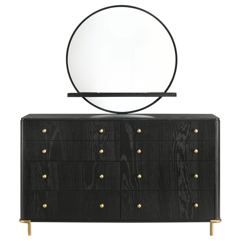 Pemberly Row 8-Drawer Dresser with Mirror and Jewelry Tray in Black