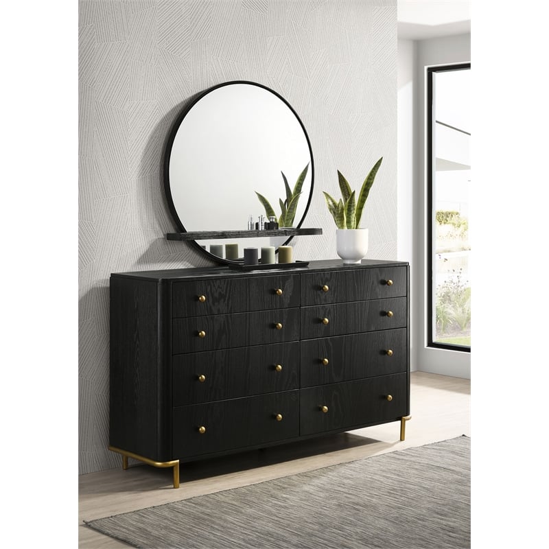 Pemberly Row 8-Drawer Dresser with Mirror and Jewelry Tray in Black