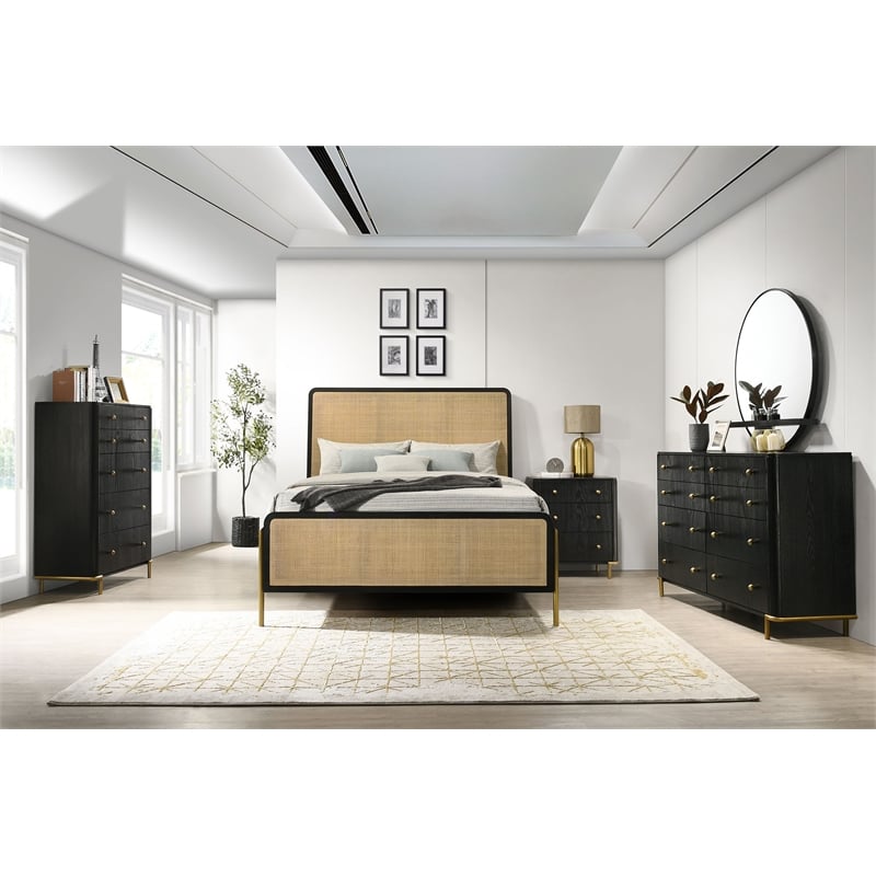 Pemberly Row 8-Drawer Dresser with Mirror and Jewelry Tray in Black