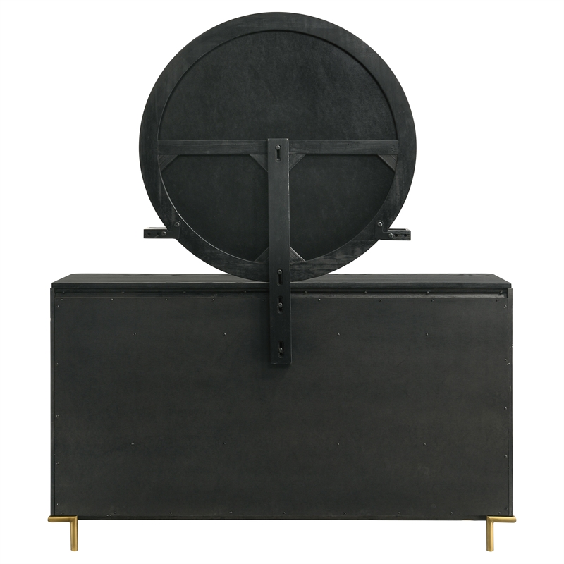 Pemberly Row 8-Drawer Dresser with Mirror and Jewelry Tray in Black