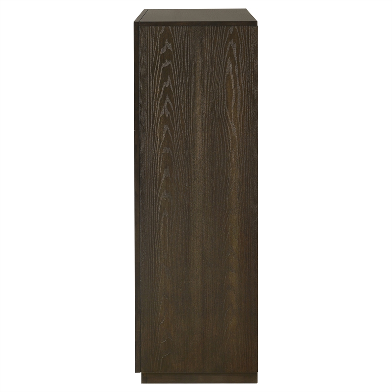 Pemberly Row 5-Drawer Transitional Wood Chest of Drawers in Dark Oak