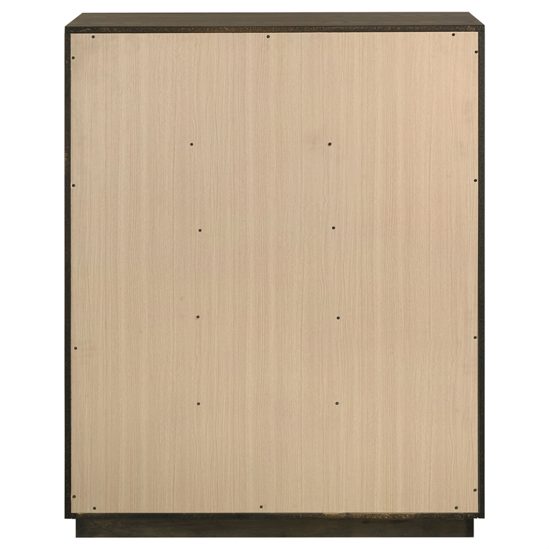 Pemberly Row 5-Drawer Transitional Wood Chest of Drawers in Dark Oak