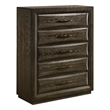 Pemberly Row 5-Drawer Transitional Wood Chest of Drawers in Dark Oak