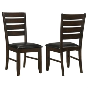 Pemberly Row Ladder Back Wood Dining Side Chair Set of 2 in Cappuccino