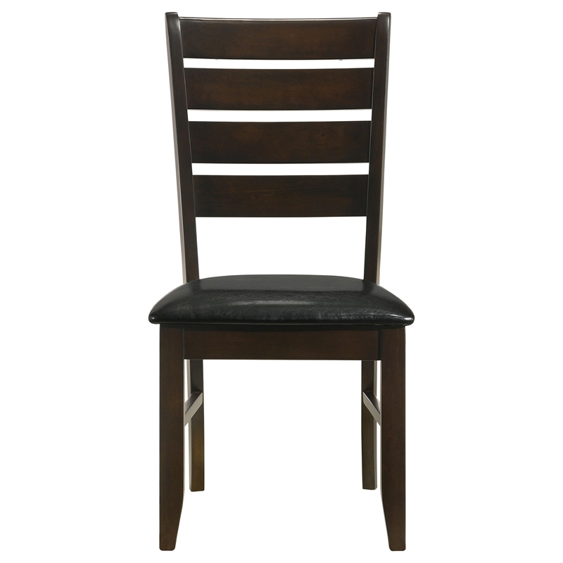 Pemberly Row Ladder Back Wood Dining Side Chair Set of 2 in Cappuccino