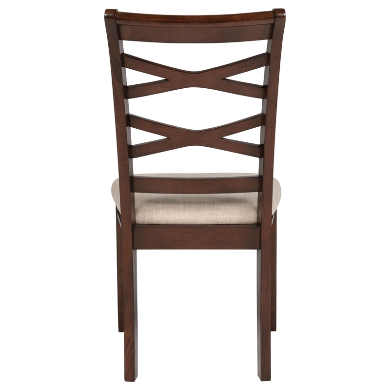 Pemberly Row 5-Piece Round Wood Dining Table Set in Dark Brown/Light Tan