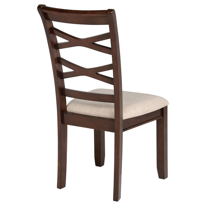 Pemberly Row 5-Piece Round Wood Dining Table Set in Dark Brown/Light Tan
