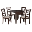 Pemberly Row 5-Piece Round Wood Dining Table Set in Dark Brown/Light Tan