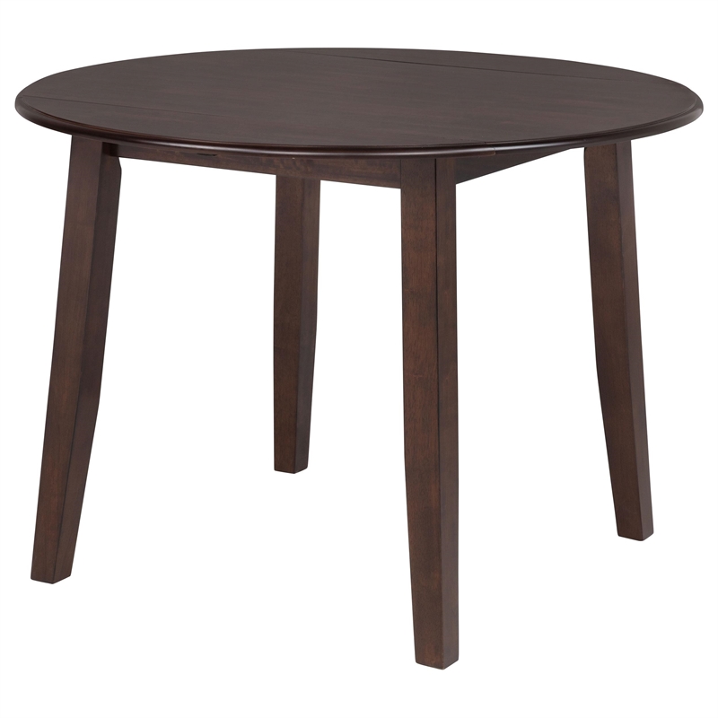 Pemberly Row 5-Piece Round Wood Dining Table Set in Dark Brown/Light Tan