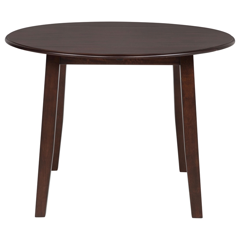 Pemberly Row 5-Piece Round Wood Dining Table Set in Dark Brown/Light Tan