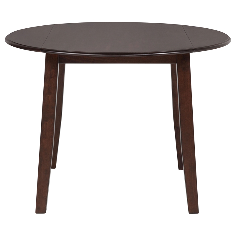 Pemberly Row 5-Piece Round Wood Dining Table Set in Dark Brown/Light Tan