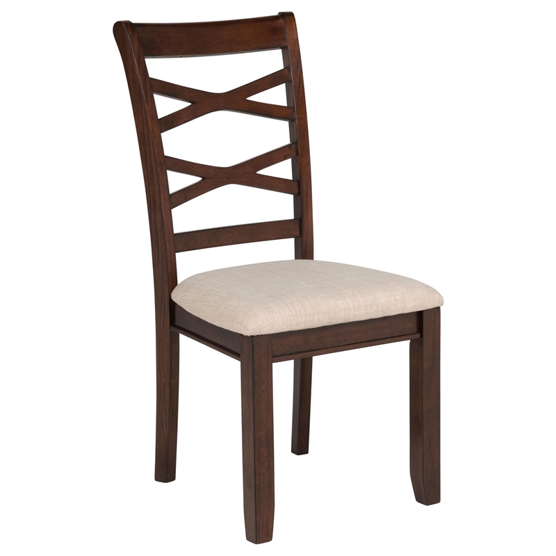 Pemberly Row 5-Piece Round Wood Dining Table Set in Dark Brown/Light Tan