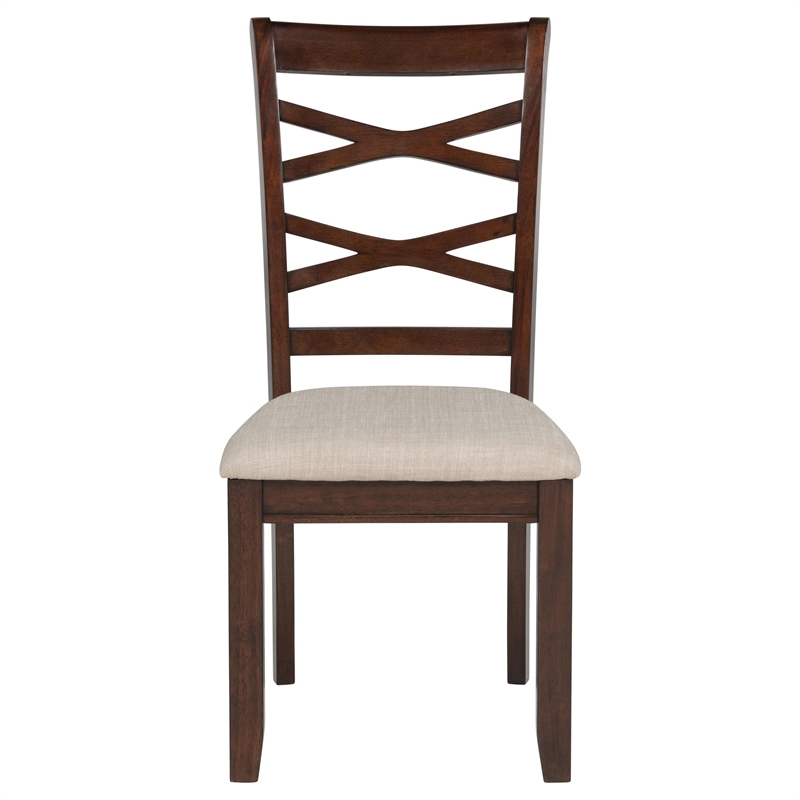 Pemberly Row 5-Piece Round Wood Dining Table Set in Dark Brown/Light Tan