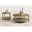 Pemberly Row 2-Piece Round Wood Coffee and End Table Set in Sand Wash