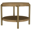 Pemberly Row 2-Piece Round Wood Coffee and End Table Set in Sand Wash