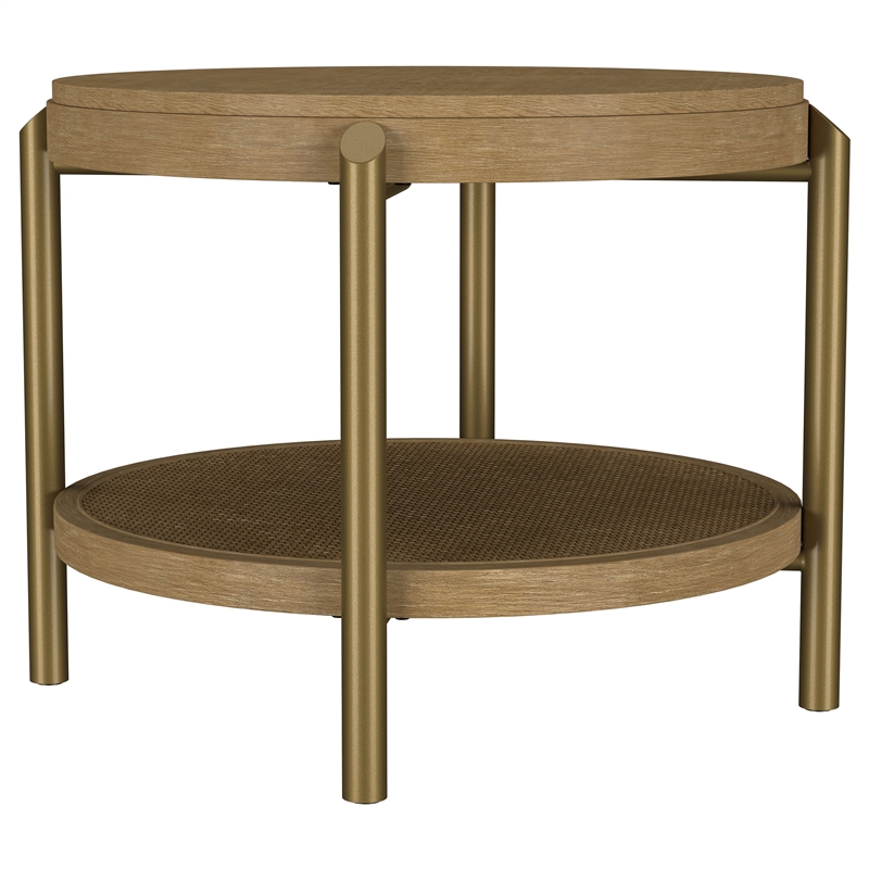 Pemberly Row 3-Piece Round Wood Coffee and End Table Set in Sand Wash
