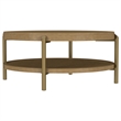 Pemberly Row 3-Piece Round Wood Coffee and End Table Set in Sand Wash