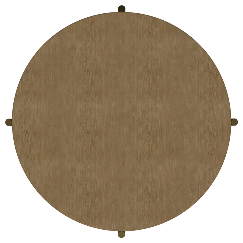 Pemberly Row 3-Piece Round Wood Coffee and End Table Set in Sand Wash