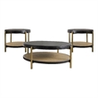 Pemberly Row 3-Piece Round Wood Coffee and End Table Set in Black