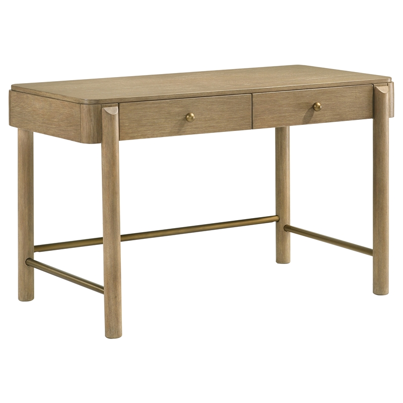 Pemberly Row 2-Piece Makeup Vanity Table and Mirror Set in Sand Wash