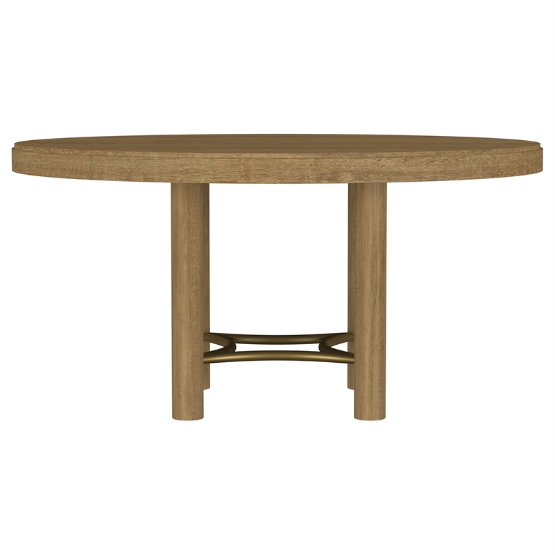 Pemberly Row 7-Piece Coastal Wood Dining Table Set in Sand Wash Brown/Cream