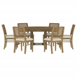 Pemberly Row 7-Piece Coastal Wood Dining Table Set in Sand Wash Brown/Cream