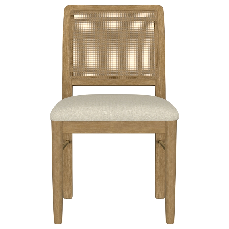 Pemberly Row 7-Piece Coastal Wood Dining Table Set in Sand Wash Brown/Cream