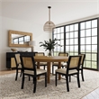 Pemberly Row 7-Piece Coastal Wood Dining Table Set in Sand Wash Brown/Black
