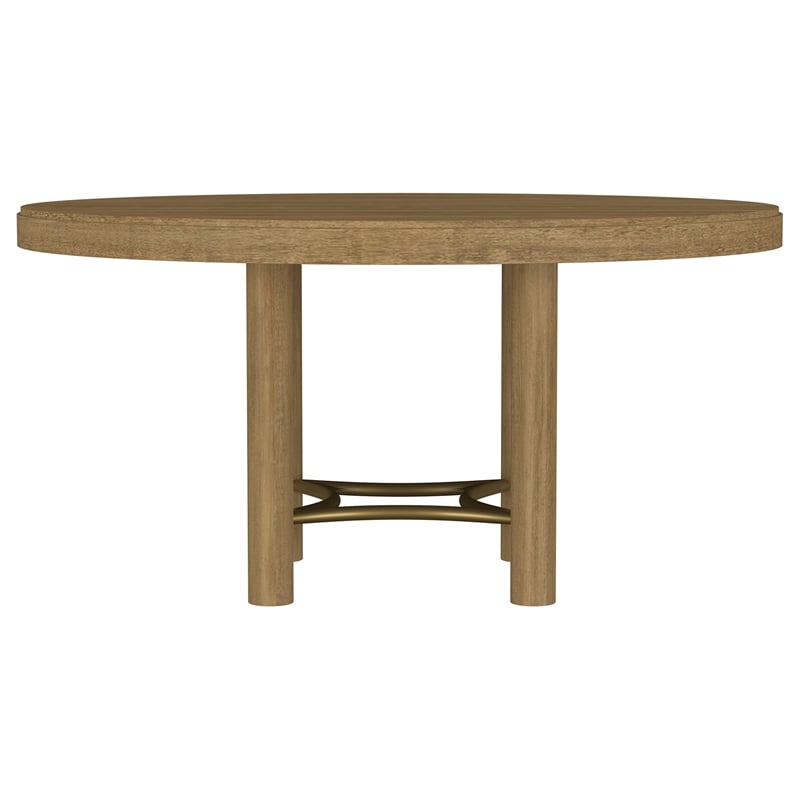 Pemberly Row 5-Piece Coastal Wood Dining Table Set in Sand Wash Brown/Black