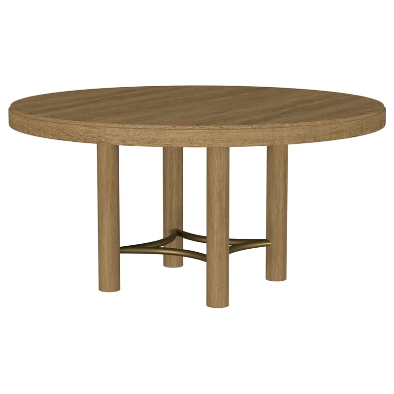 Pemberly Row 5-Piece Coastal Wood Dining Table Set in Sand Wash Brown/Black